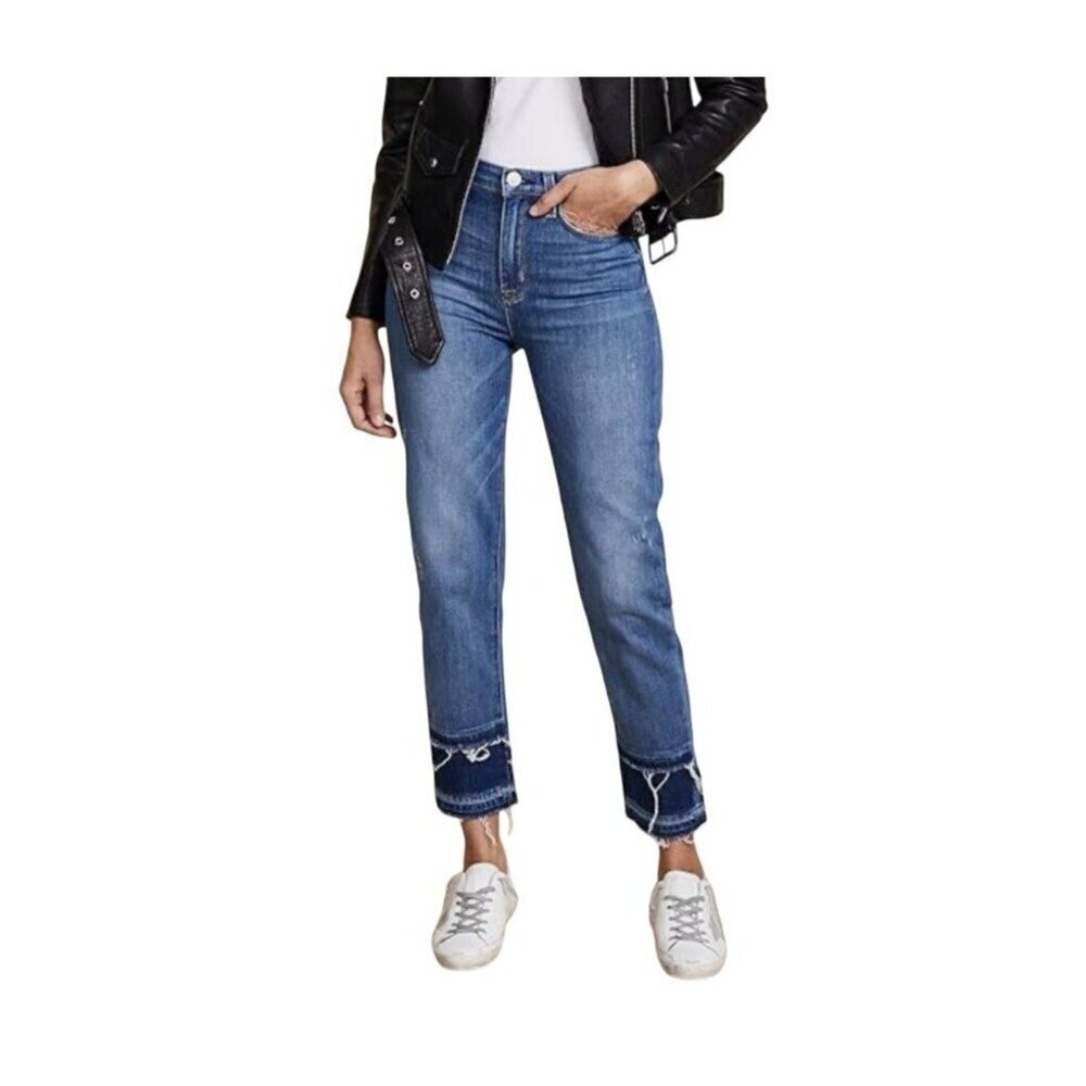 Hudson‎ Women's Zoeey Straight High Rise Frayed Cropped Jeans